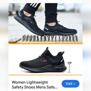 Men's Steel toe sneakers, Safety Shoe, Amazon, black, Men size 9